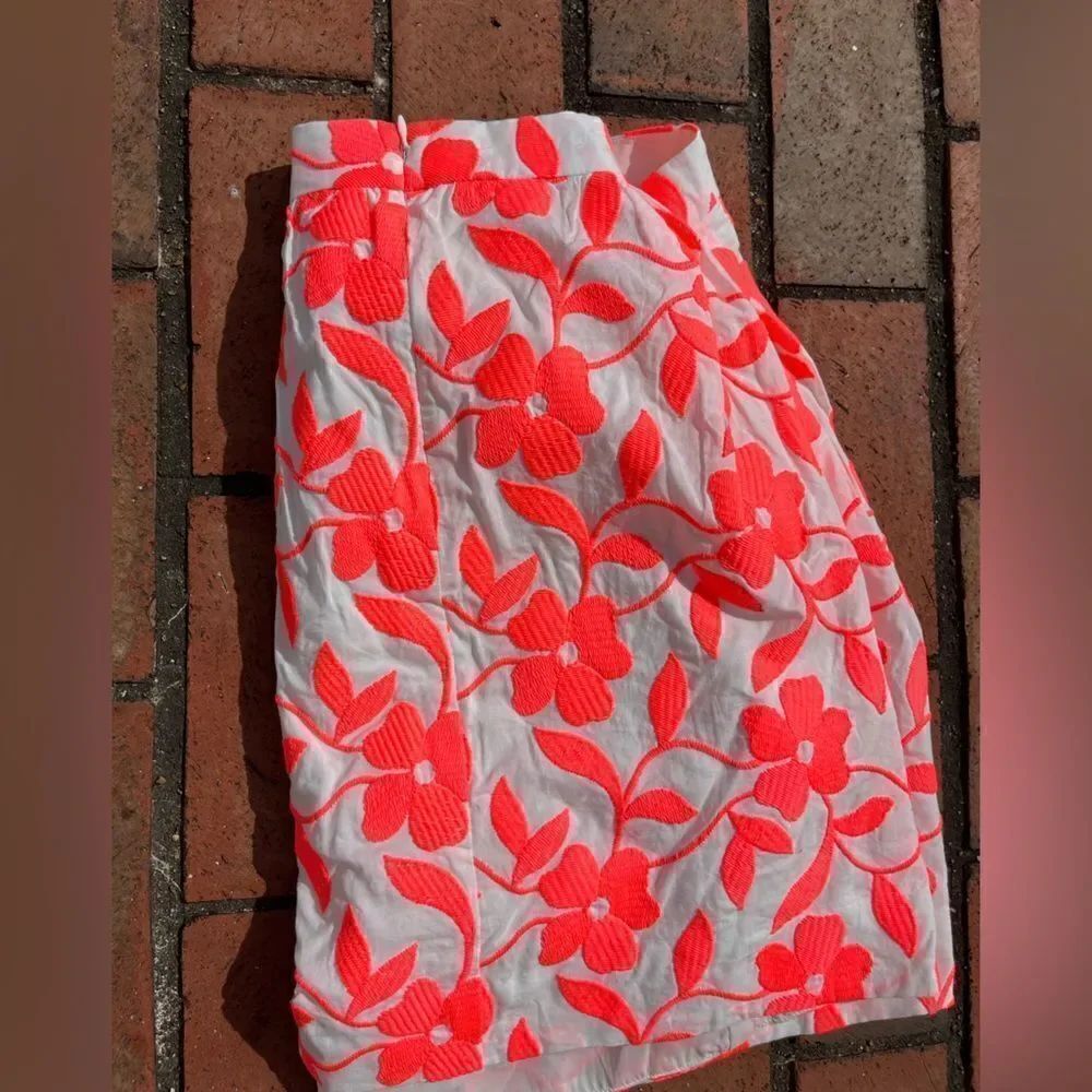 J Crew Collection Neon Embroidered Floral Skirt NWT - Picture 9 of 11